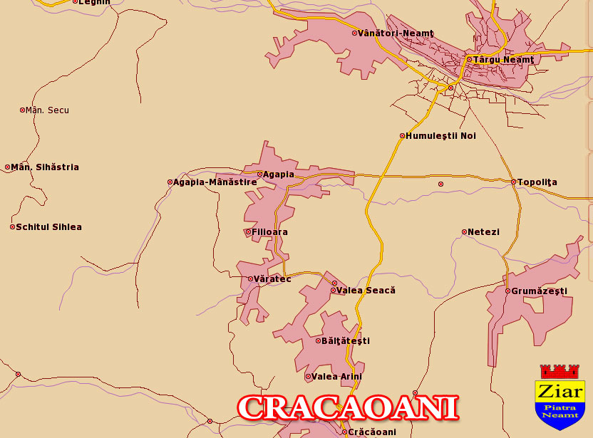 Harta Comuna Cracaoani - Neamt