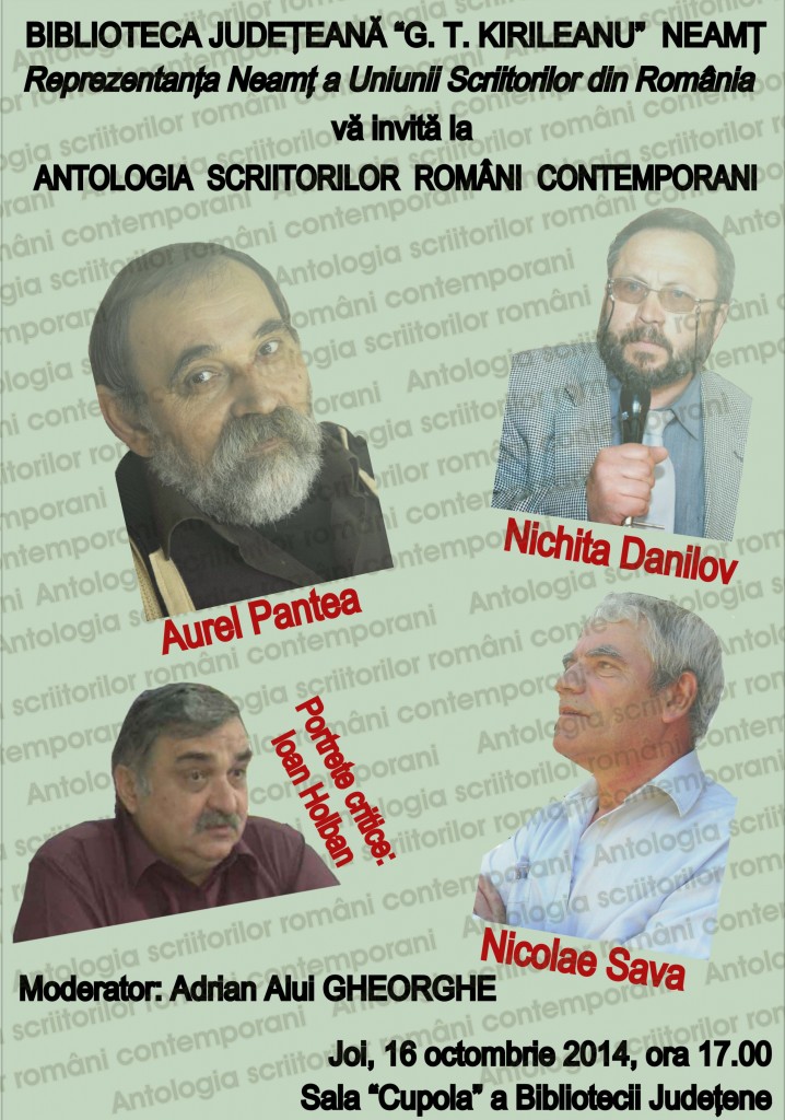 Afis 10_16_2014 Antologia scriitorilor romani contemporani