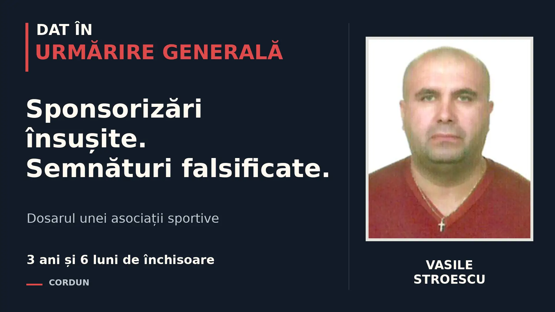 Vasile Stroescu — copertă pentru articolul despre urmărirea generală.