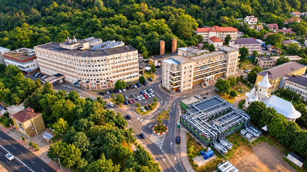 Vedere aeriană a Spitalului Județean de Urgență Piatra-Neamț