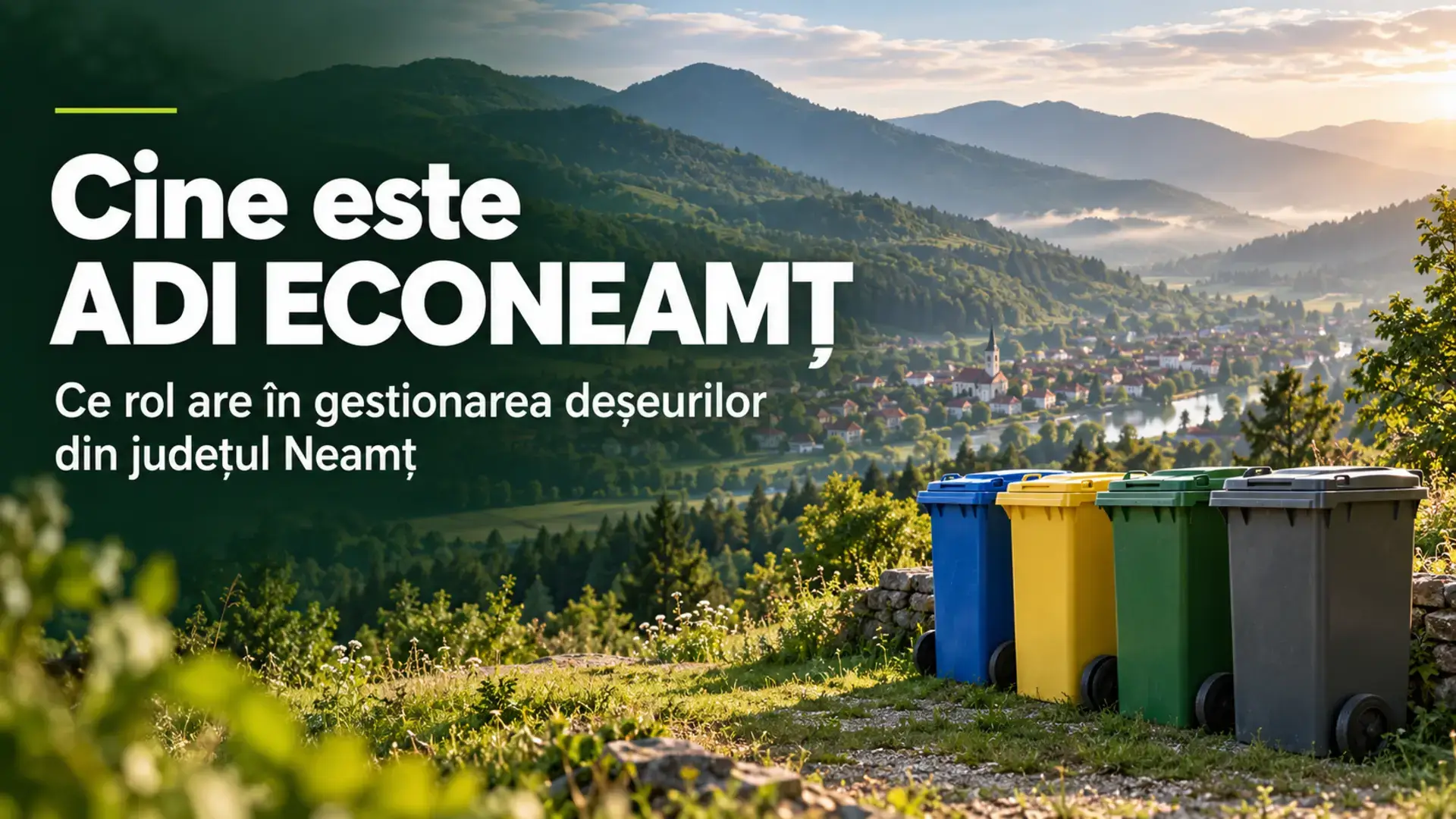 Ilustrație editorială despre rolul ADI ECONEAMȚ în gestionarea deșeurilor din județul Neamț