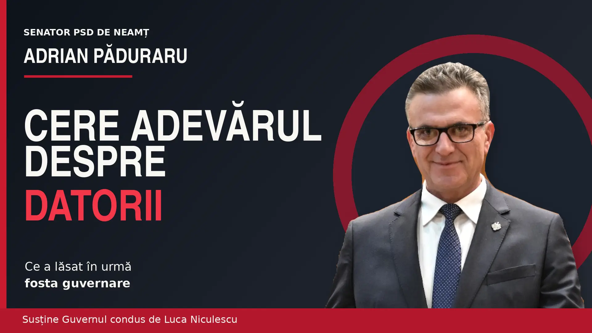 Adrian Păduraru, senator PSD de Neamț, pe coperta articolului: cere adevărul despre datoriile lăsate de fosta guvernare
