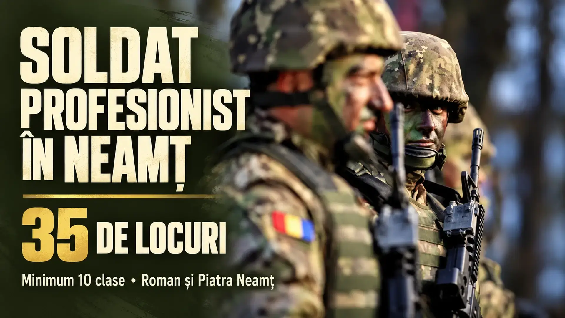 Copertă despre recrutarea a 35 de soldați și gradați profesioniști la Roman și Piatra Neamț