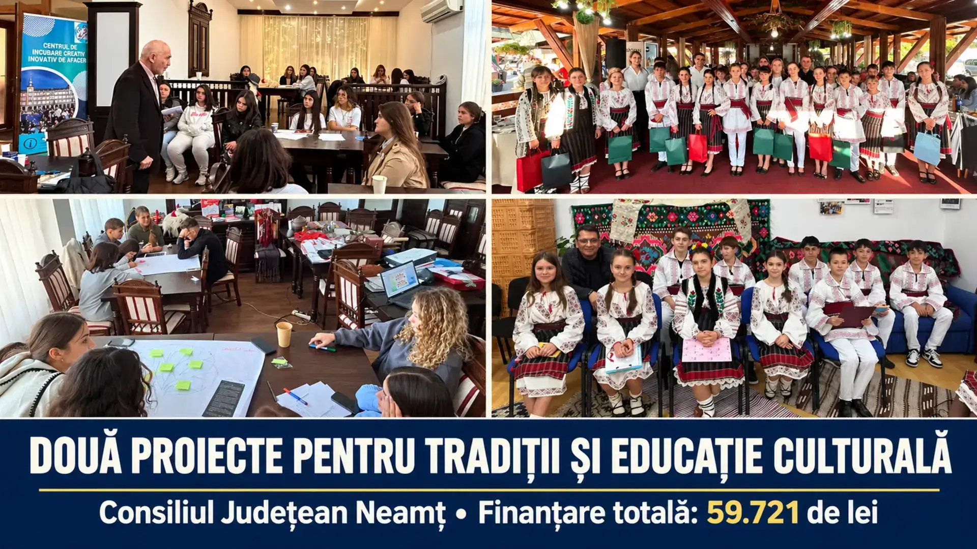 Colaj cu activități de patrimoniu cultural pentru elevi și copiii Ansamblului Românașii din Timișești