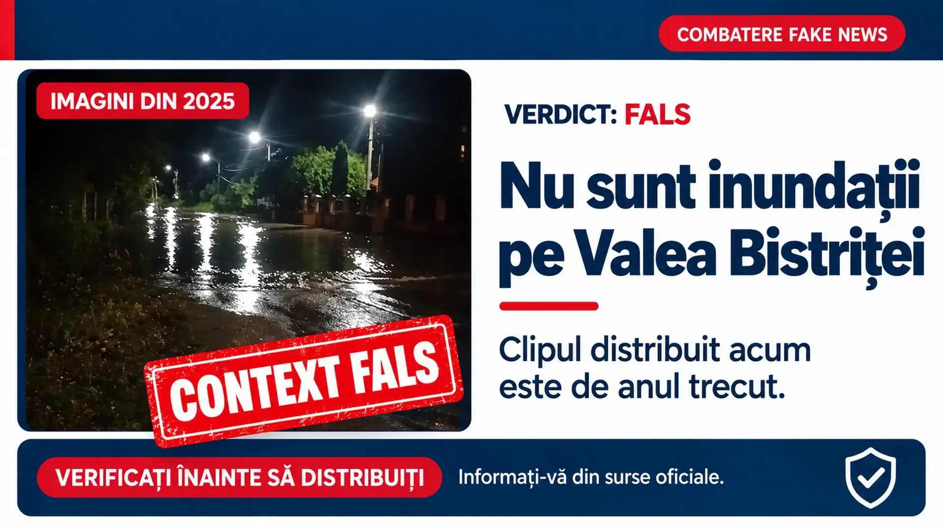 Copertă cu un cadru din clipul distribuit online, marcat Imagini din 2025 și Context fals.