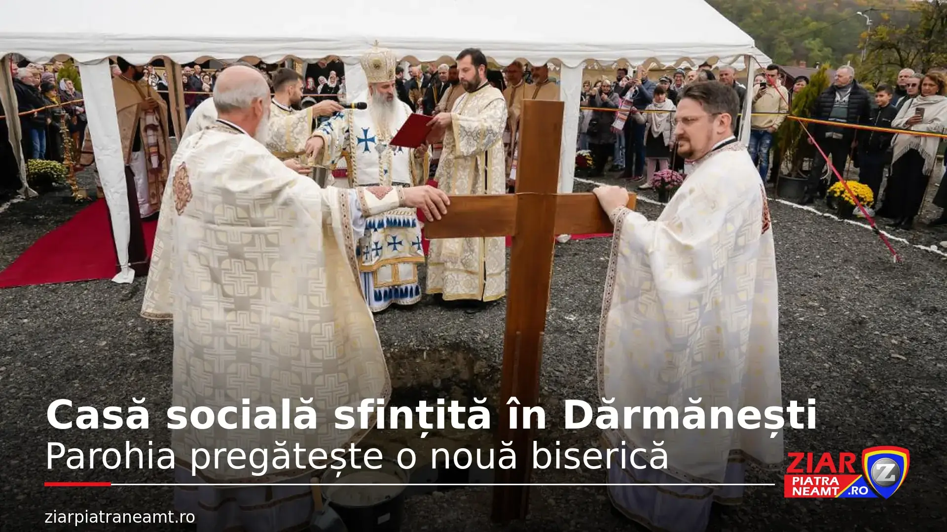 Slujba de sfințire a locului viitoarei biserici din Parohia Sfântul Dimitrie Basarabov, Dărmănești.