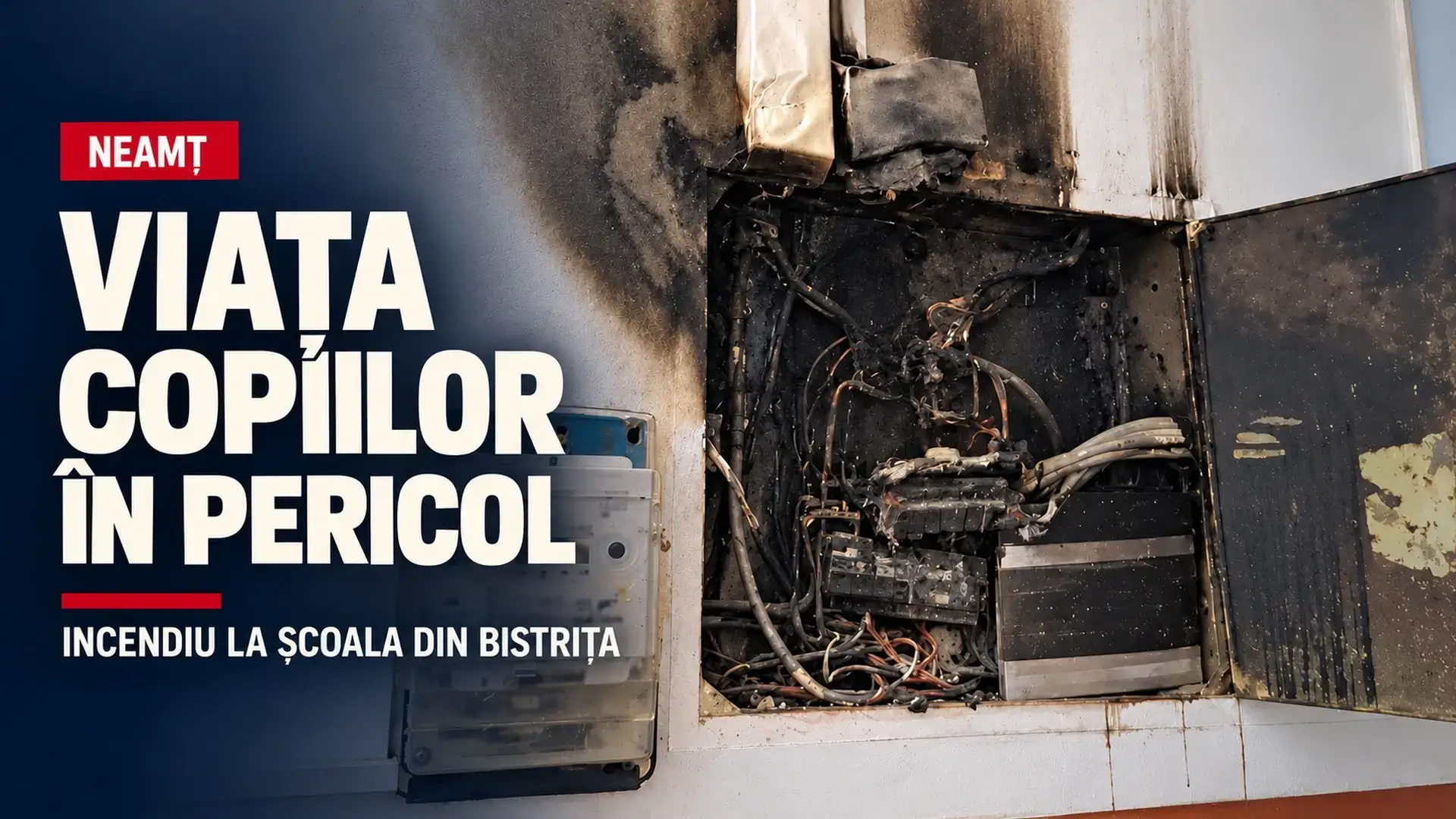 Copertă editorială pe baza fotografiei tabloului electric ars de la școala din Bistrița, comuna Alexandru cel Bun