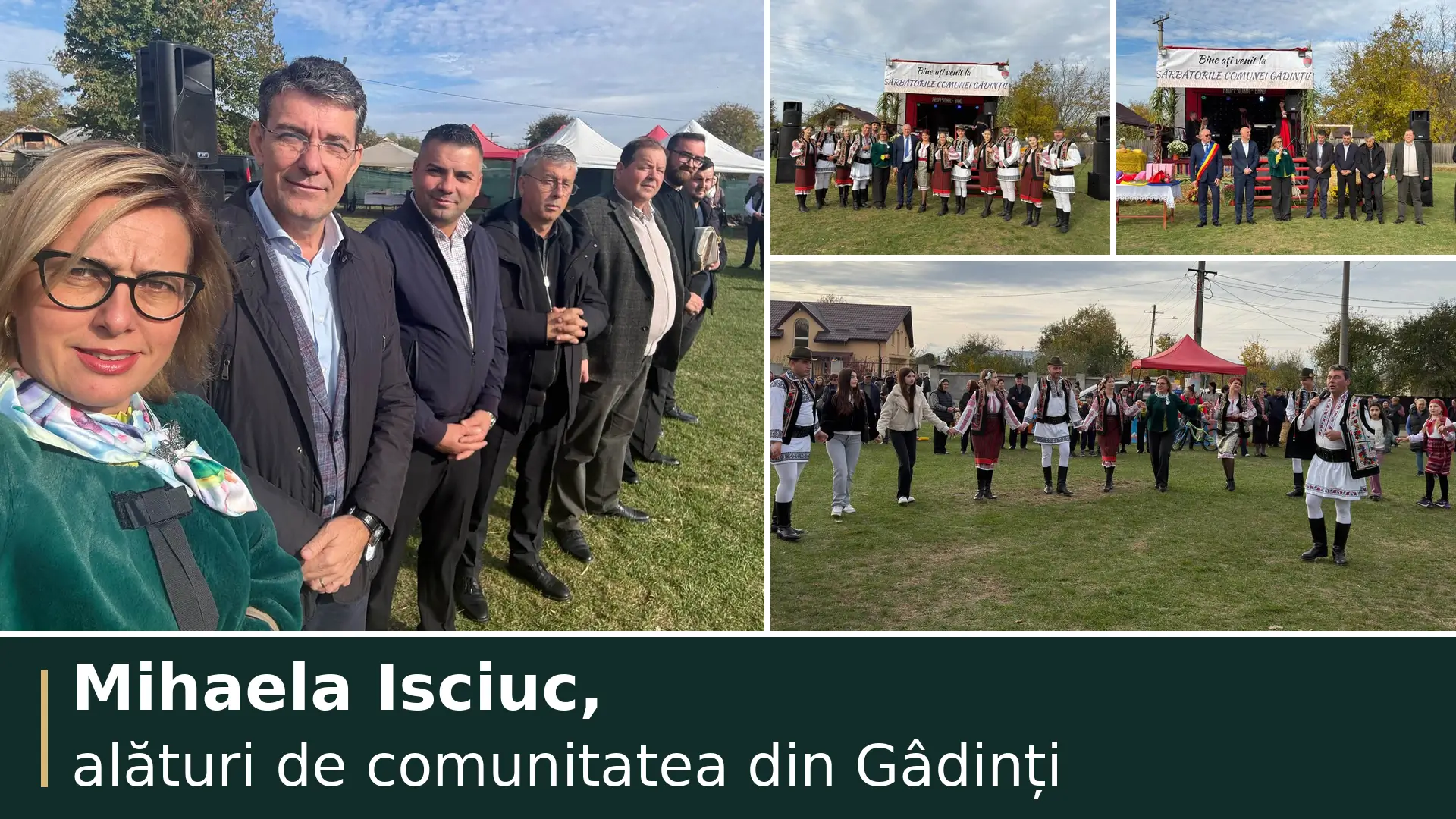 Colaj cu Mihaela Isciuc, invitații și reprezentanții Centrului „Carmen Saeculare” la sărbătoarea comunei Gâdinți