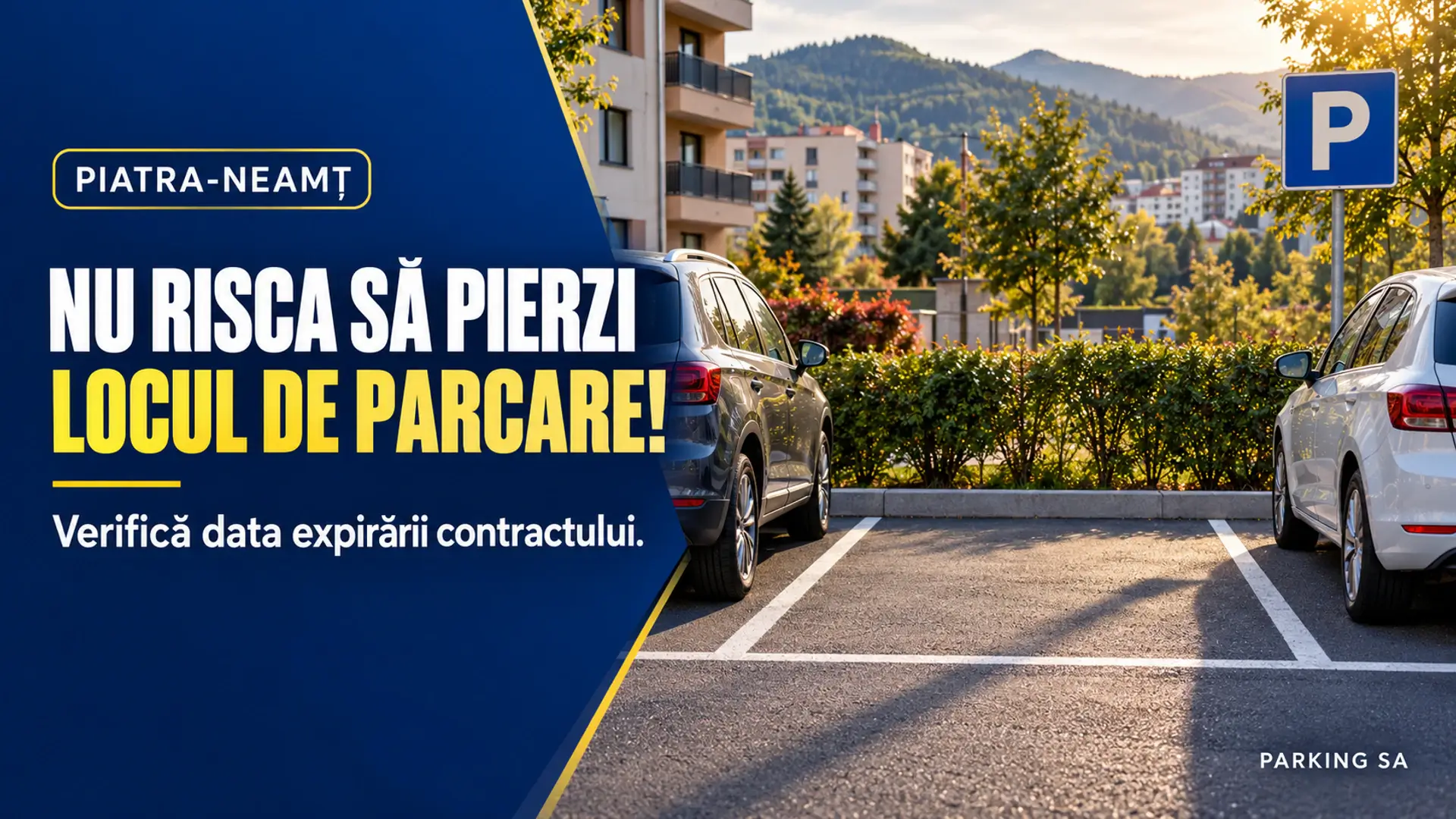 Ilustrație despre riscul pierderii locului de parcare dacă prelungirea contractului nu este solicitată la timp