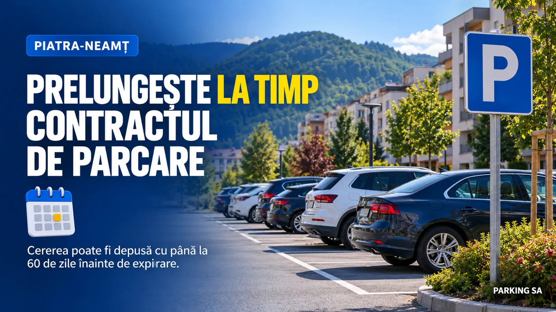 Ilustrație despre prelungirea contractului de parcare de reședință în Piatra-Neamț, cu până la 60 de zile înainte de expirare