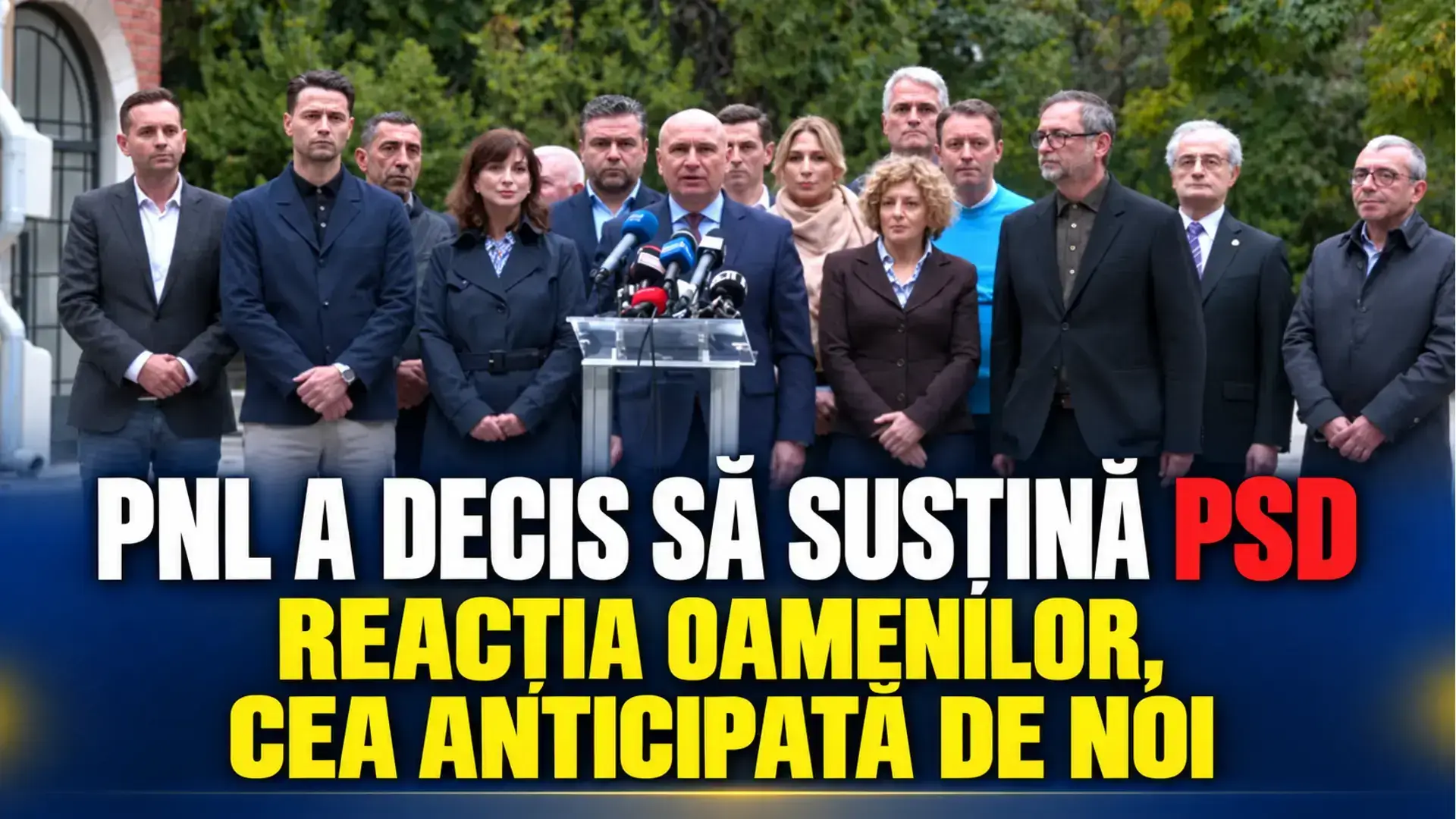 Conducerea PNL la conferința de presă, pe coperta articolului despre reacțiile critice la susținerea Guvernului Niculescu.