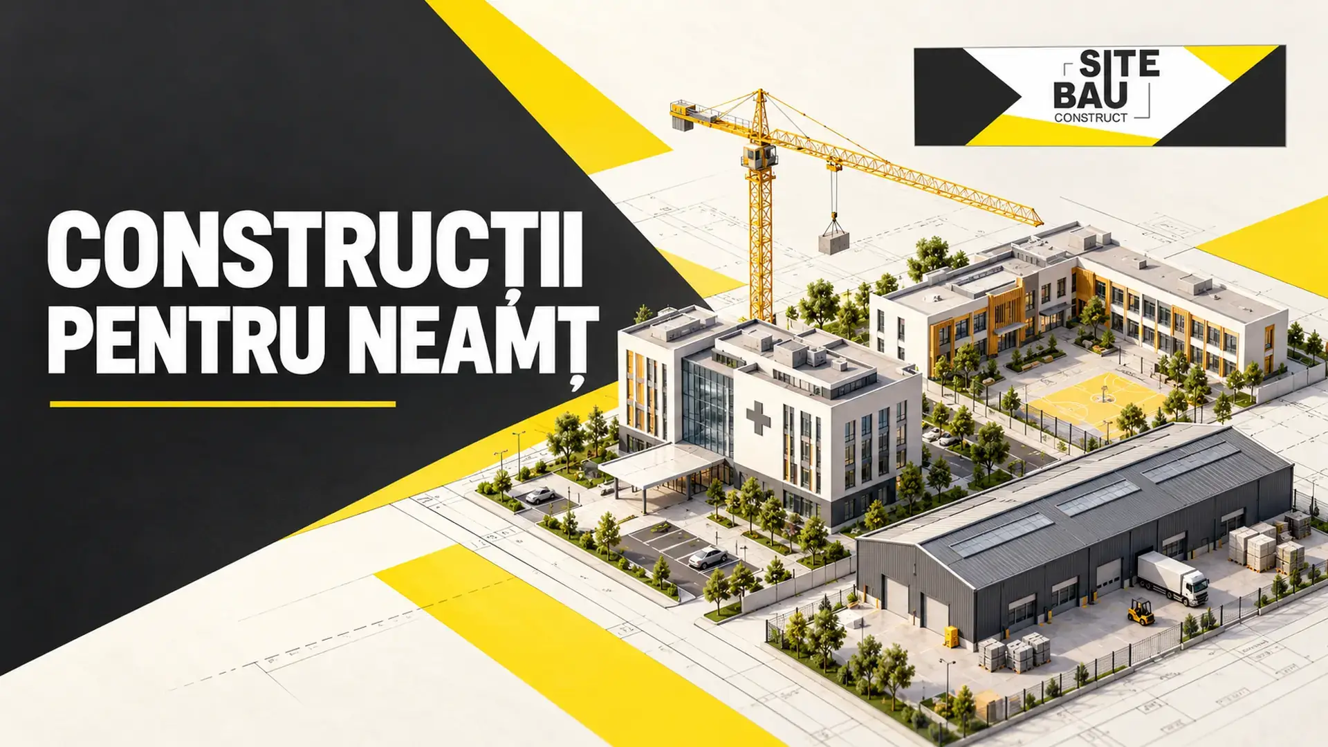 Copertă ilustrativă SITE BAU CONSTRUCT despre proiectele de construcții din Neamț.