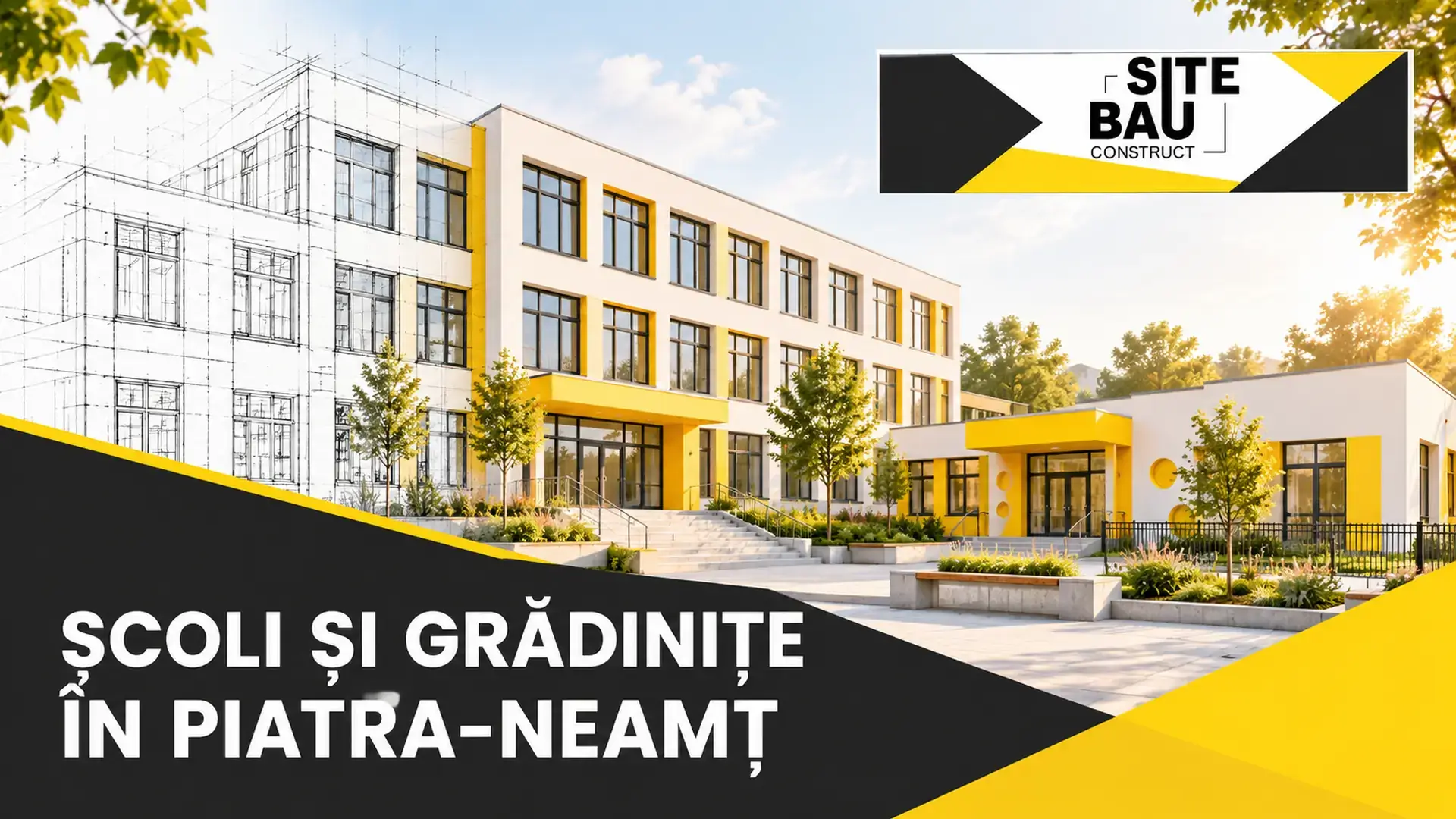 Copertă ilustrativă SITE BAU CONSTRUCT despre modernizarea școlilor și grădinițelor din Piatra-Neamț.