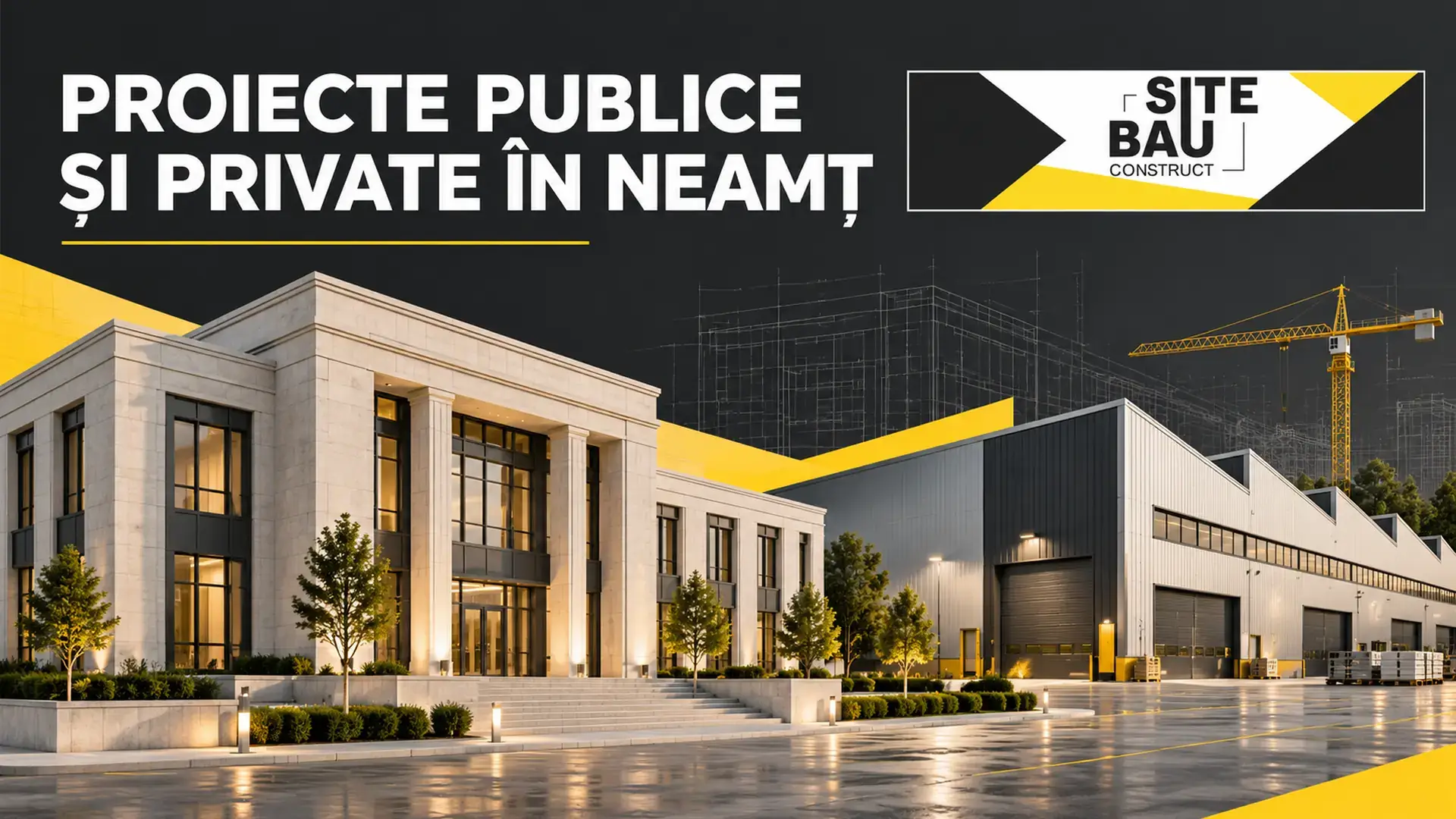 Copertă ilustrativă SITE BAU CONSTRUCT despre proiectele publice și private din Neamț.